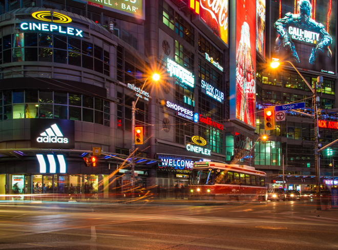 Toronto Yonge Dundas Square at night